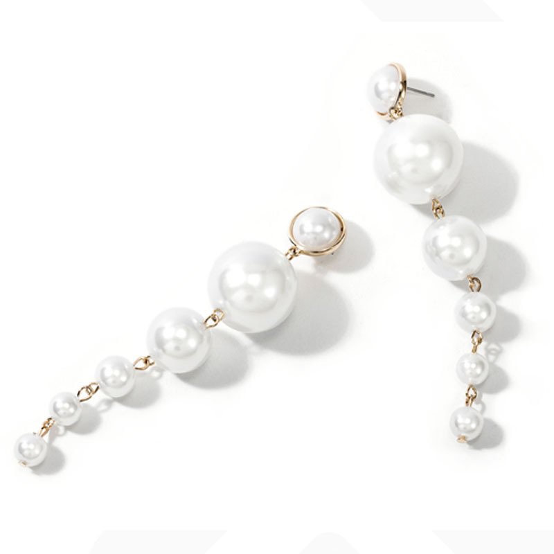 Woying Brand New Long Simulated Pearl Beads Tassel Earrings Indian Bridal Women Statement Drop Earrings Wedding Jewelry Earrings