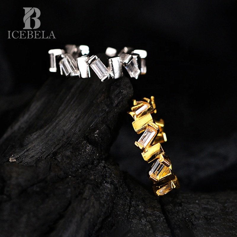 ICEBELA Elegant Fashion Fine Jewelry 925 Sterling Silver Romantic Band With Zircon Cz 18K Gold Plated Cuff Earrings For Ladies