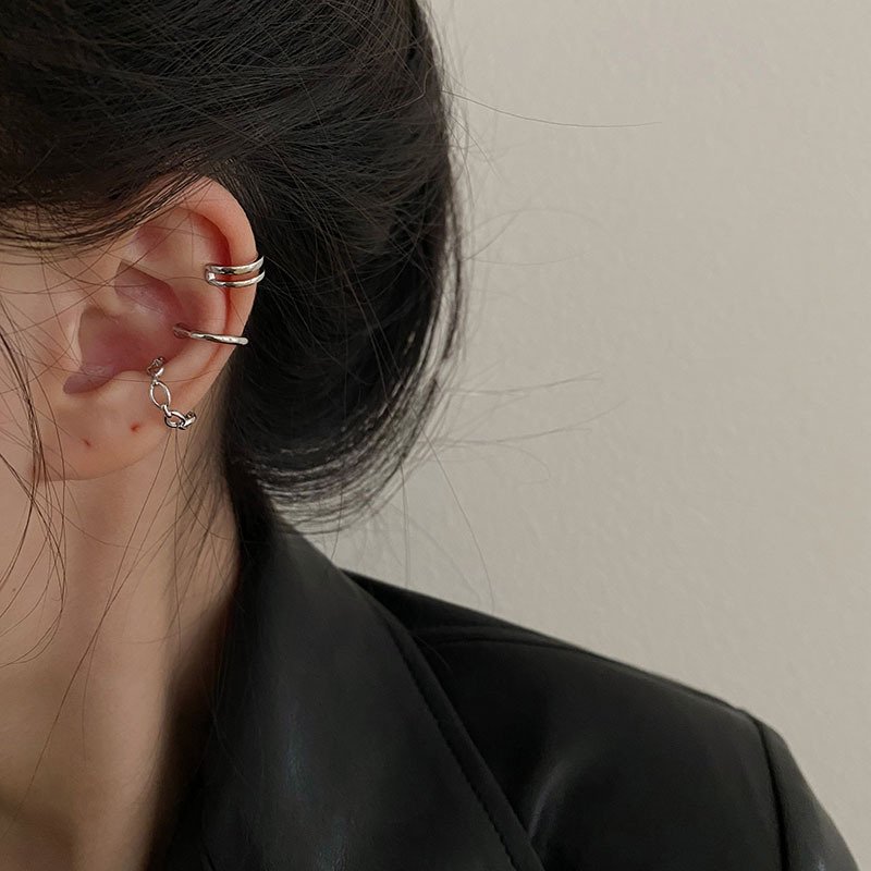 Simple Fashion 925 sliver Gold Plated Double Ear Clip Cuff Earrings Trendy Wedding Gift Piercings Wholesale