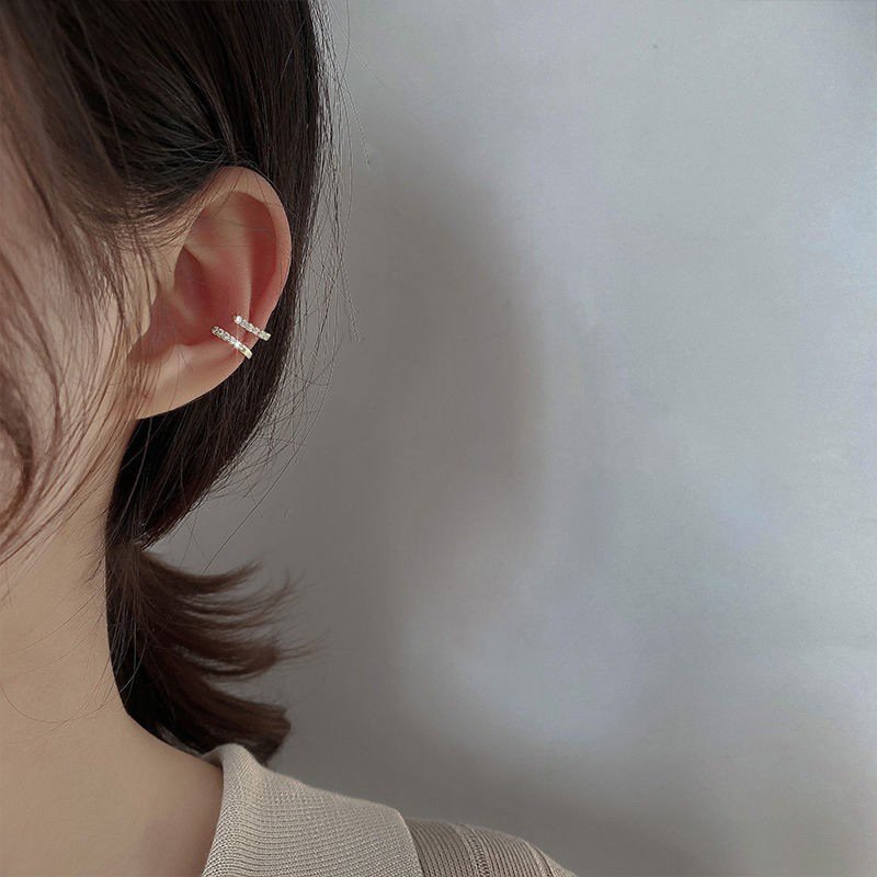 Simple Fashion 925 sliver Gold Plated Double Ear Clip Cuff Earrings Trendy Wedding Gift Piercings Wholesale
