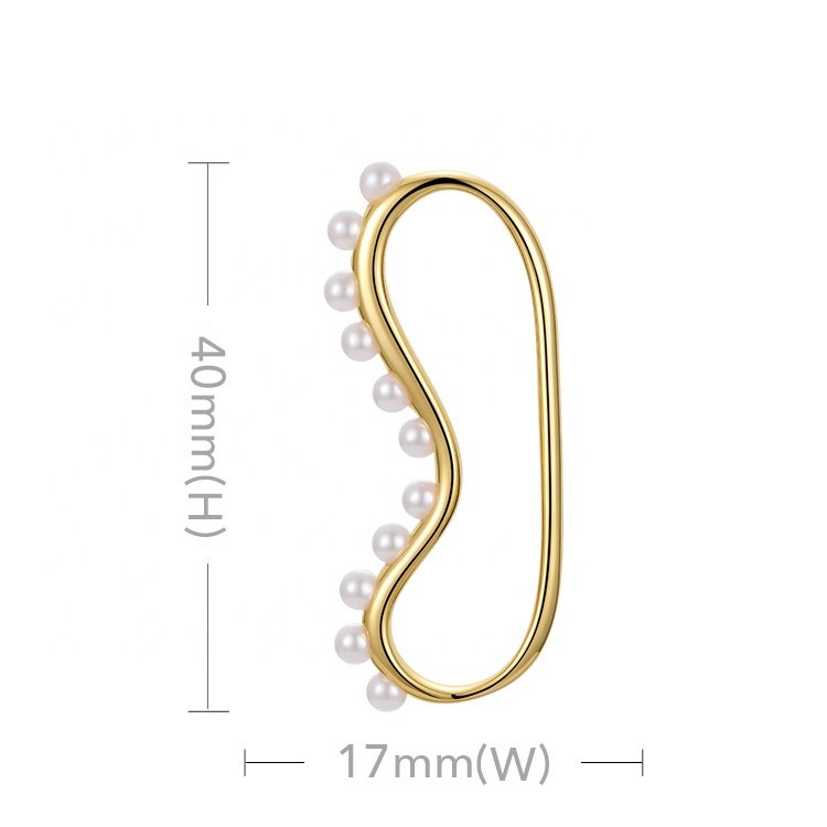 Fashion High Quality 18K Gold Plated Brass Jewelry Imitation Pearl Pinna Ear Clip Single Earrings E211284
