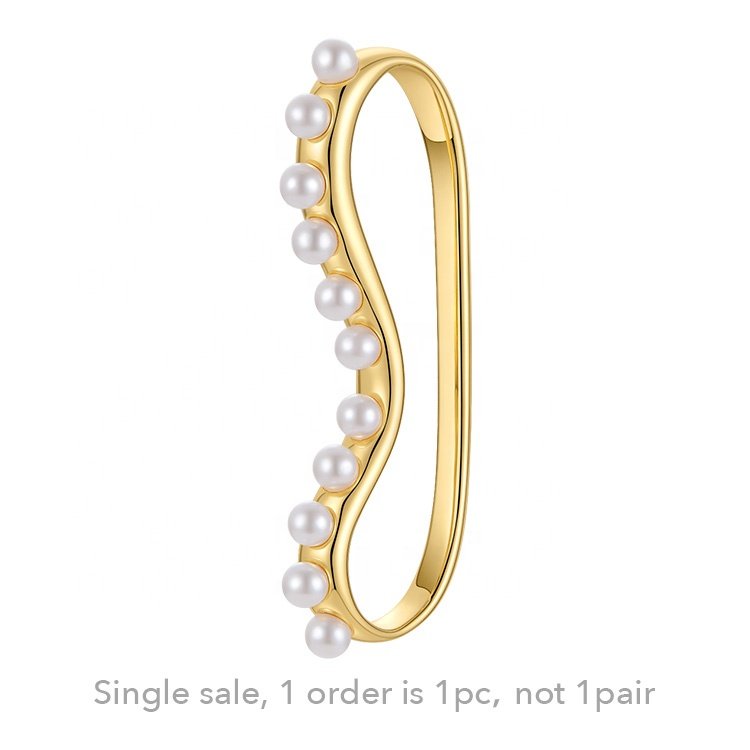 Fashion High Quality 18K Gold Plated Brass Jewelry Imitation Pearl Pinna Ear Clip Single Earrings E211284