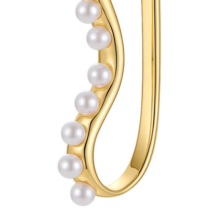 Fashion High Quality 18K Gold Plated Brass Jewelry Imitation Pearl Pinna Ear Clip Single Earrings E211284