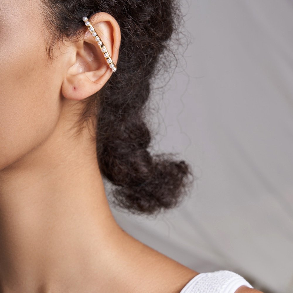 Fashion High Quality 18K Gold Plated Brass Jewelry Imitation Pearl Pinna Ear Clip Single Earrings E211284