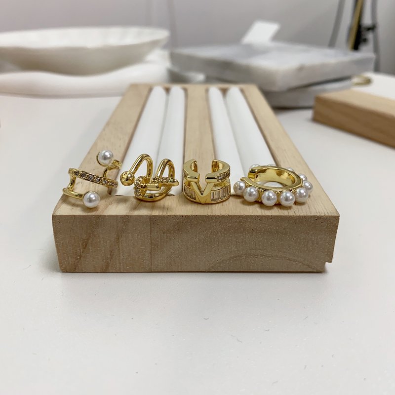 New Stock Arrival Fine CZ Ear Cuff Earrings Gold Plated Brass Luxury Pearls Jewelry Earrings For Women