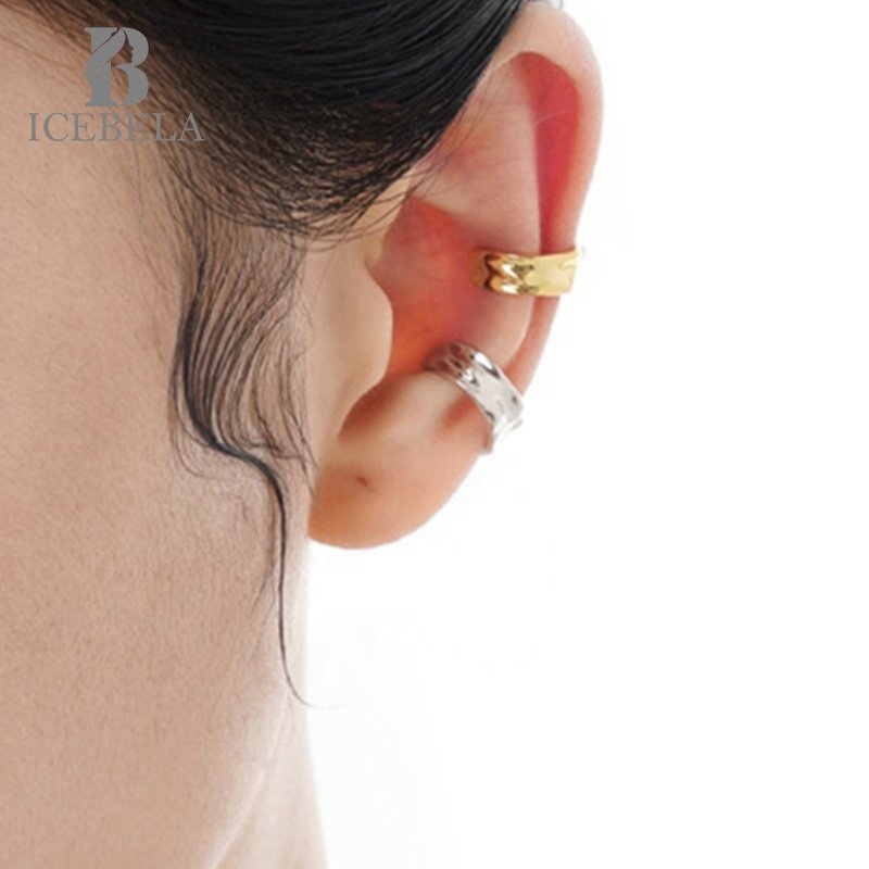 Fine Jewelry S925 Sterling Silver 18k Gold Plated Women Ear Cuffs For Non-Pierced Irregular Geometric Texture Earrings For Girls