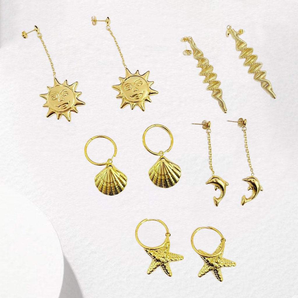 Wholesale 18K Gold Sun Goddess Large Hoop Earrings Trendy Stainless Steel Waterproof Party Gift for Women Europe United States