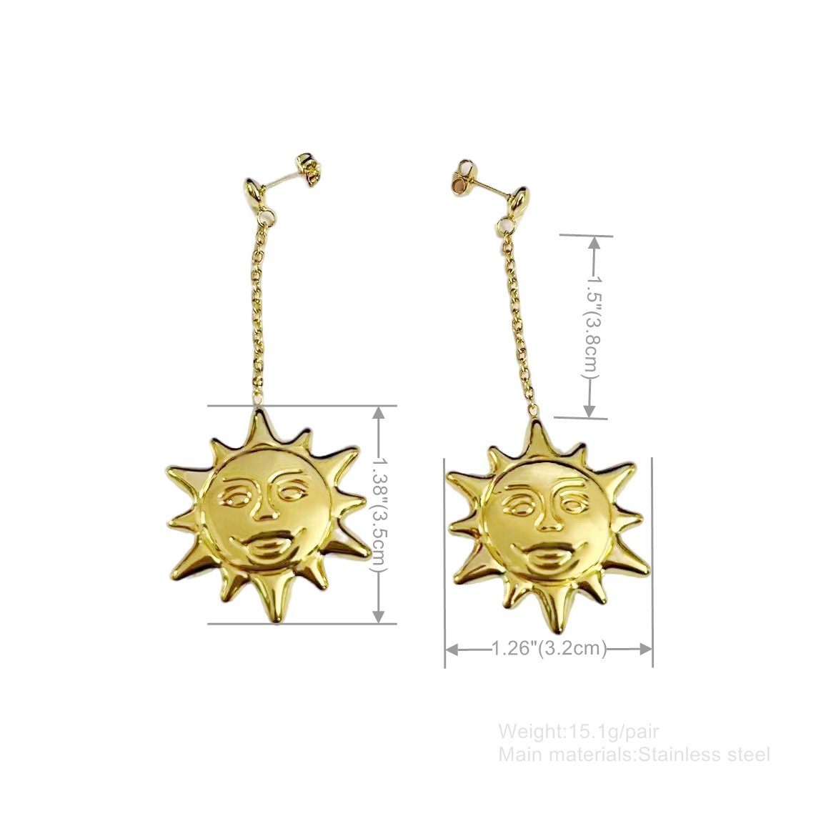 Wholesale 18K Gold Sun Goddess Large Hoop Earrings Trendy Stainless Steel Waterproof Party Gift for Women Europe United States