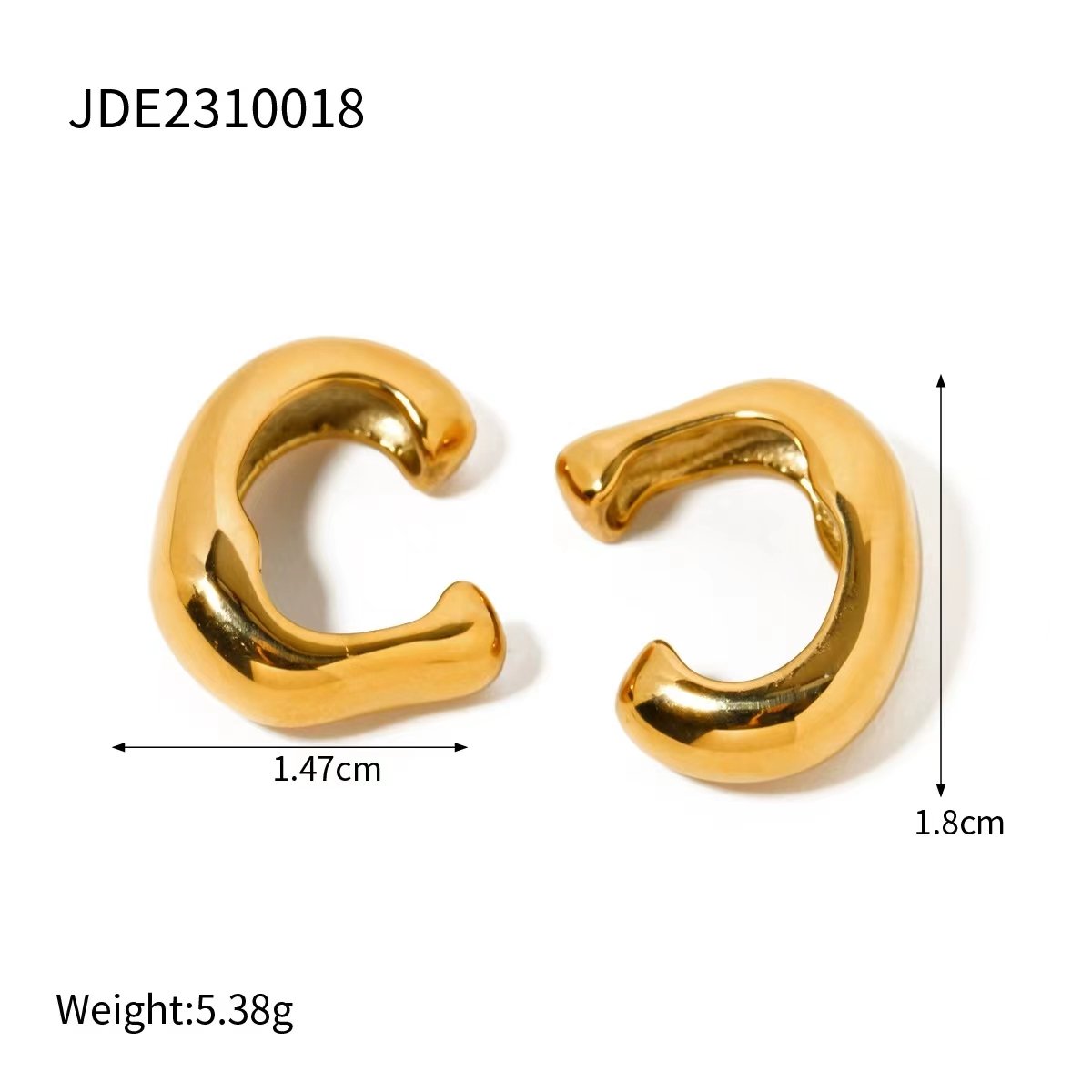Women Jewelry Gift Minimalist Stainless Steel 18K Ear Clips Earrings Fine Non Pierced Cuff Earrings