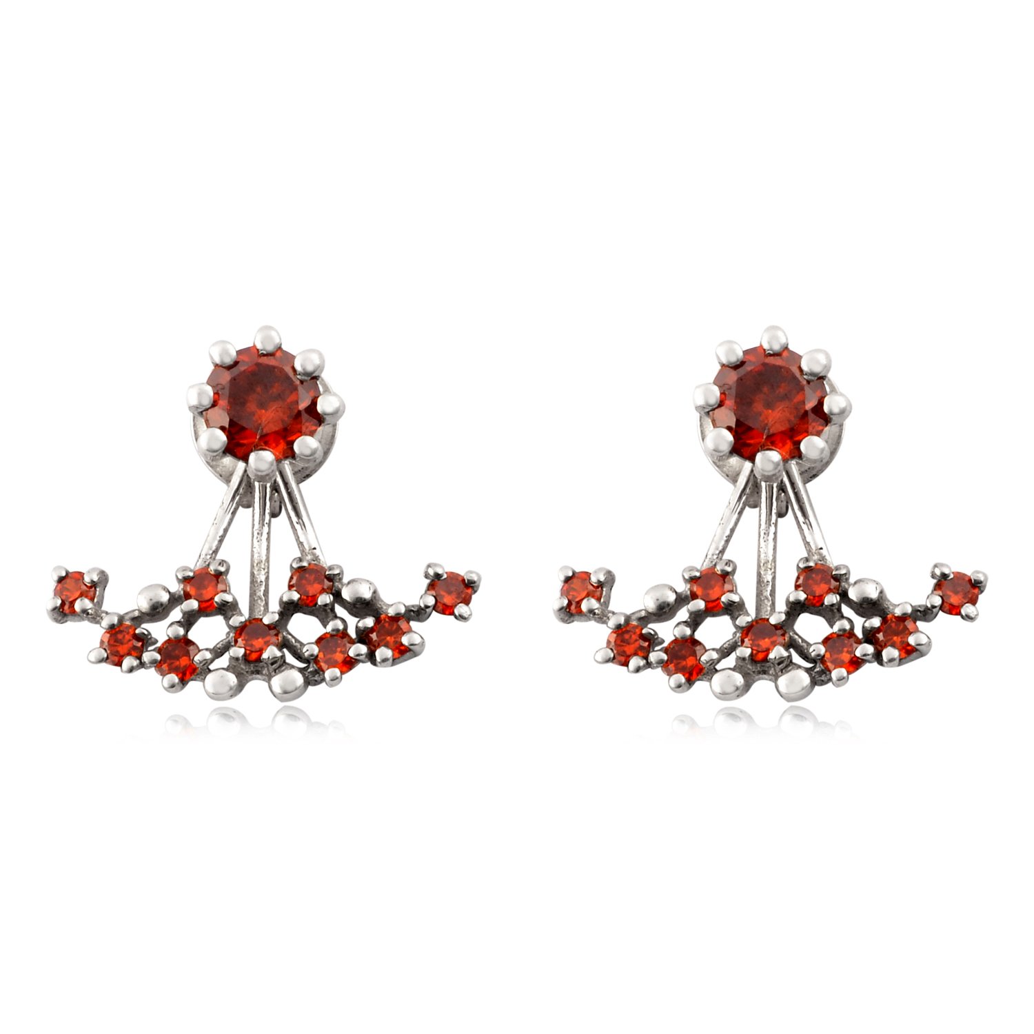 Famous brand minimalist jewelry solid fashion 925 sterling silver oval shape ruby glass gemstone women stud earring