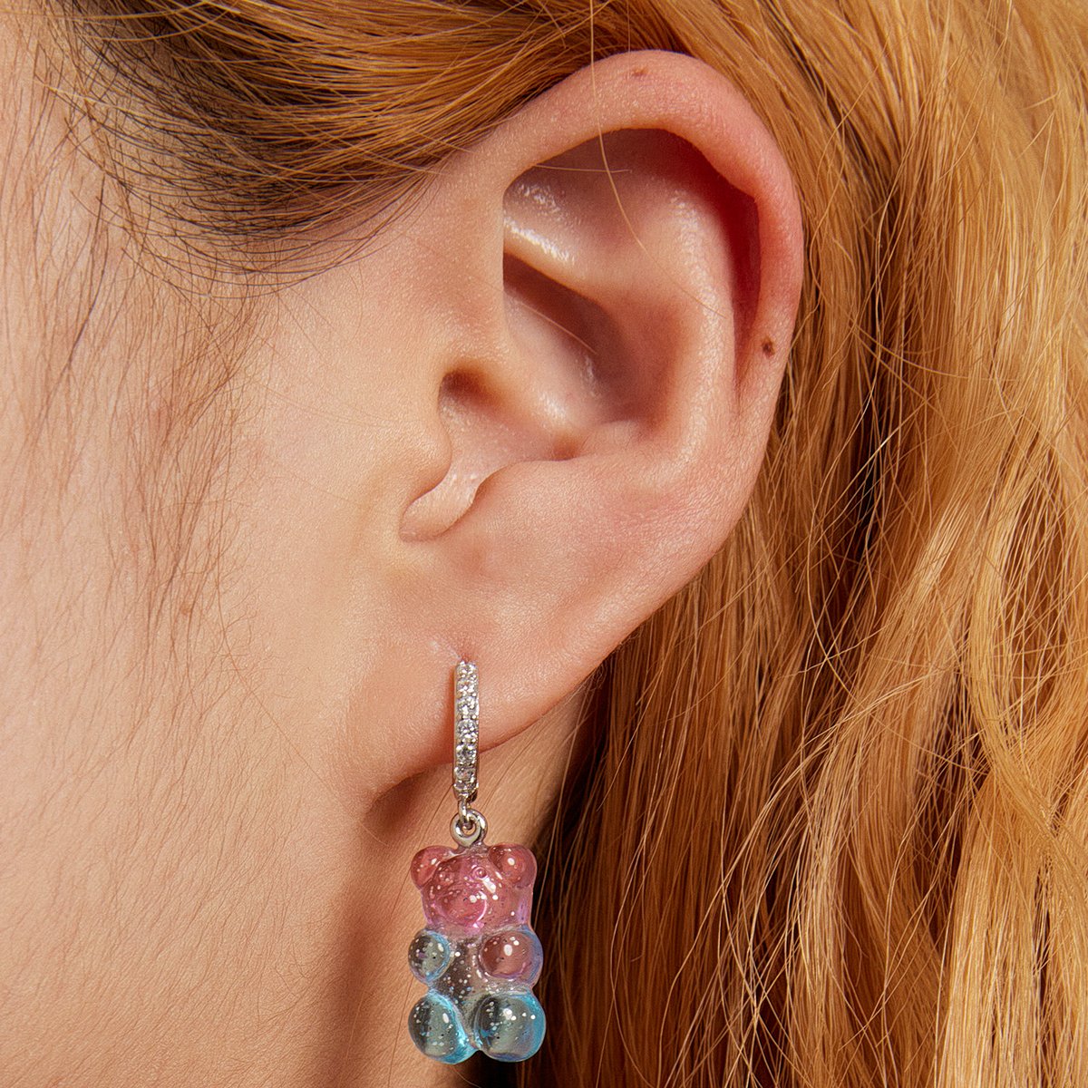 Hot Selling Tear Bear Drop Earrings 925 Sterling Silver Gummy Bear Earrings for Women