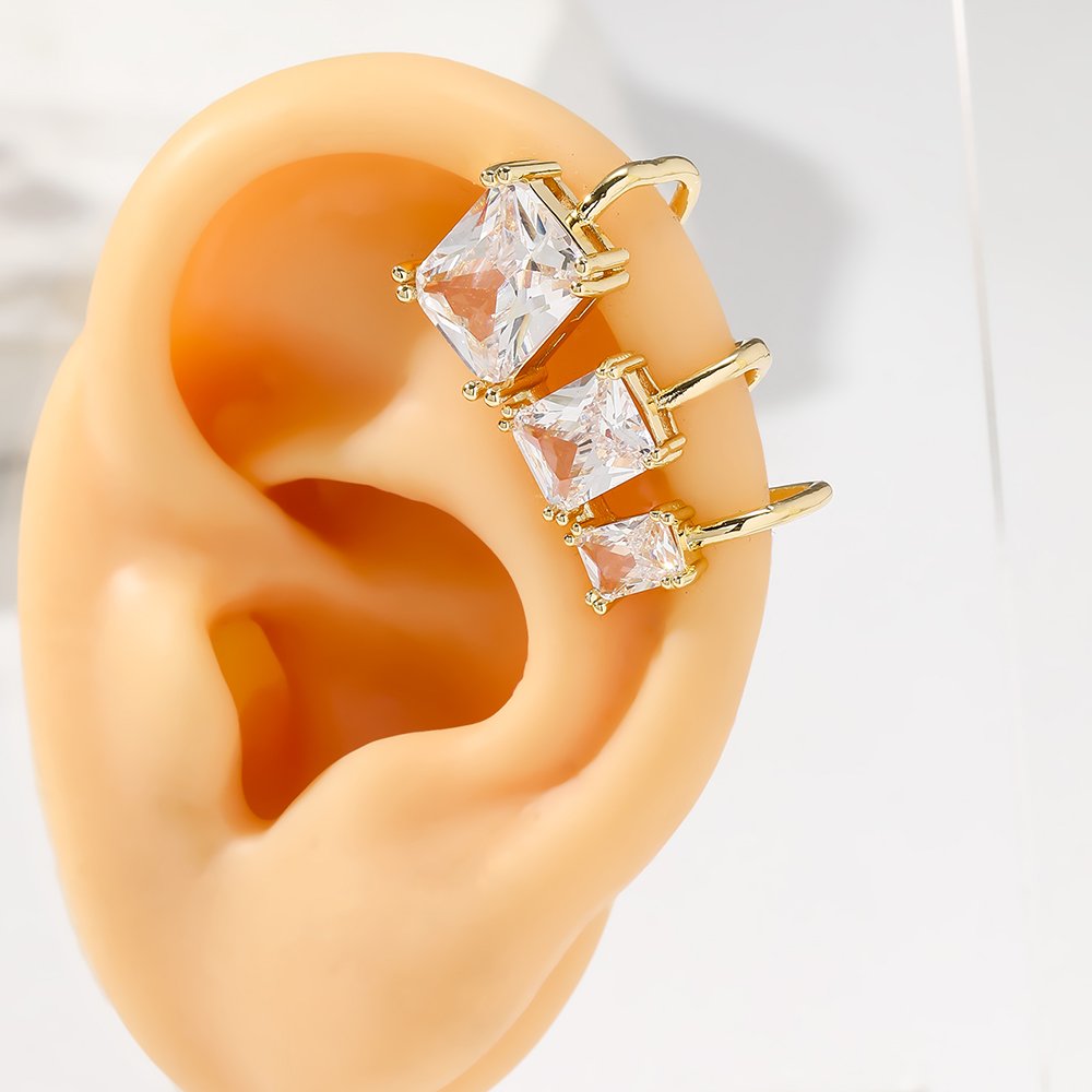 Fashions Ear Bone Cuff Earrings Jewelry Earrings Clip Men Women Ear Cuff Silver Plated Cubic Zirconia Brass Vintage Earrings