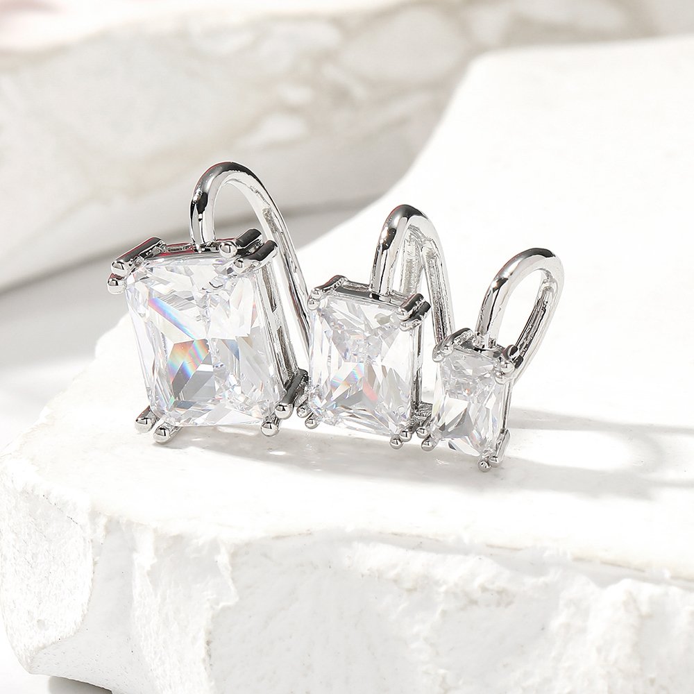 Fashions Ear Bone Cuff Earrings Jewelry Earrings Clip Men Women Ear Cuff Silver Plated Cubic Zirconia Brass Vintage Earrings