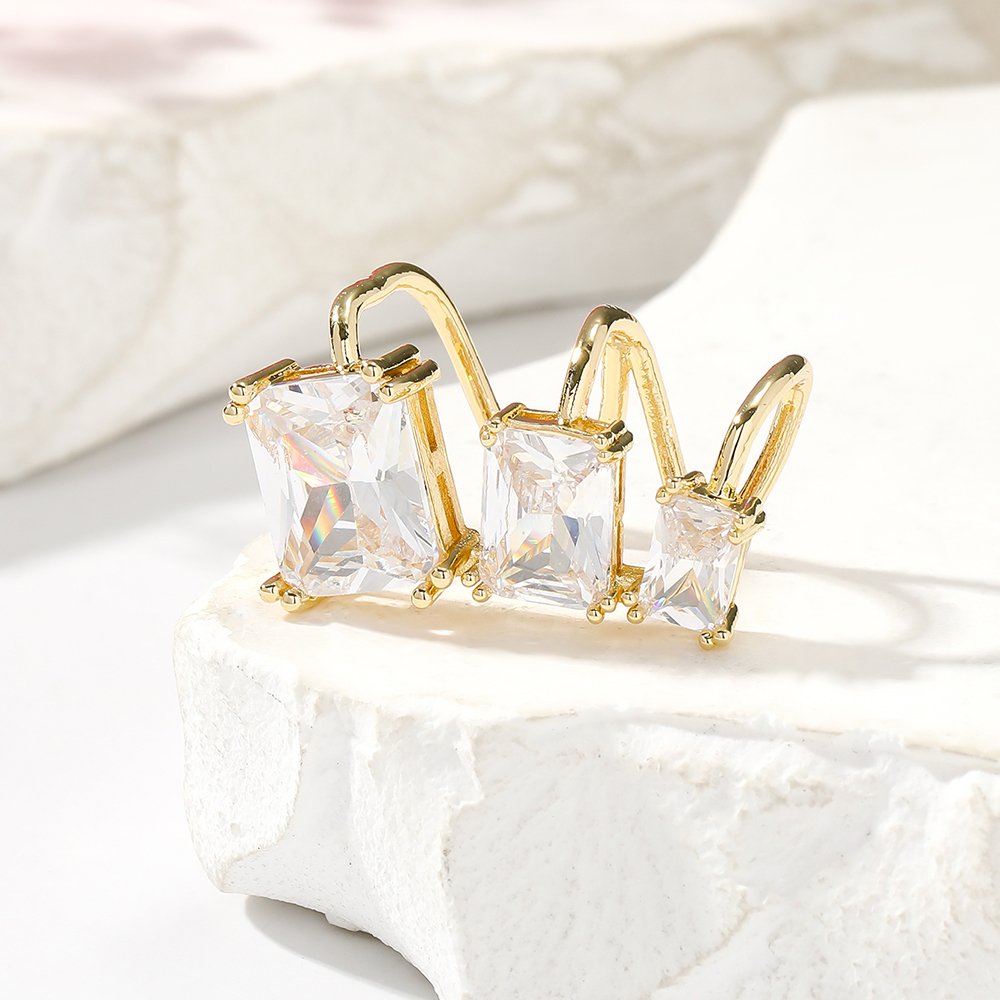 Fashions Ear Bone Cuff Earrings Jewelry Earrings Clip Men Women Ear Cuff Silver Plated Cubic Zirconia Brass Vintage Earrings