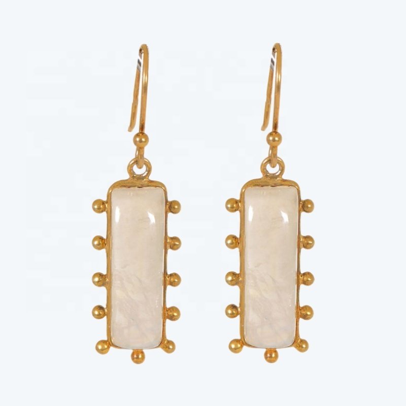 Top Natural White Rainbow Gemstone Earrings Wholesale Indian Jewelry Beautiful Earring 925 Sterling Silver