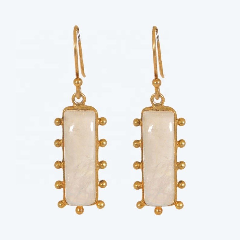 Top Natural White Rainbow Gemstone Earrings Wholesale Indian Jewelry Beautiful Earring 925 Sterling Silver