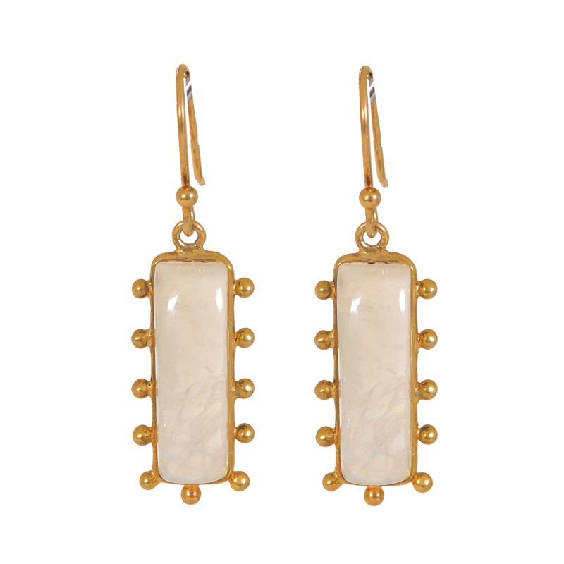 Top Natural White Rainbow Gemstone Earrings Wholesale Indian Jewelry Beautiful Earring 925 Sterling Silver