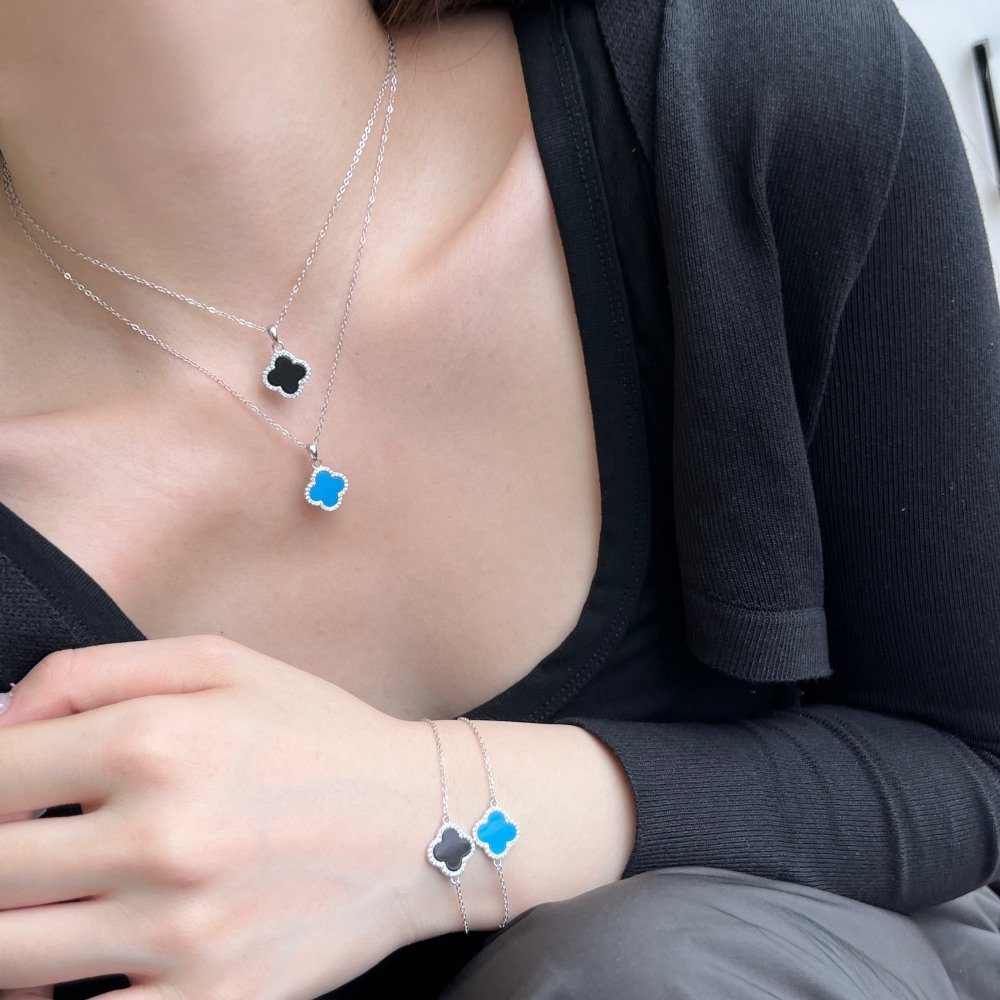 Famous Brand Four Leaf Clover Designer 925 Sterling Silver Clover Necklace Bracelet Earrings Jewelry For Women Fine Jewellery