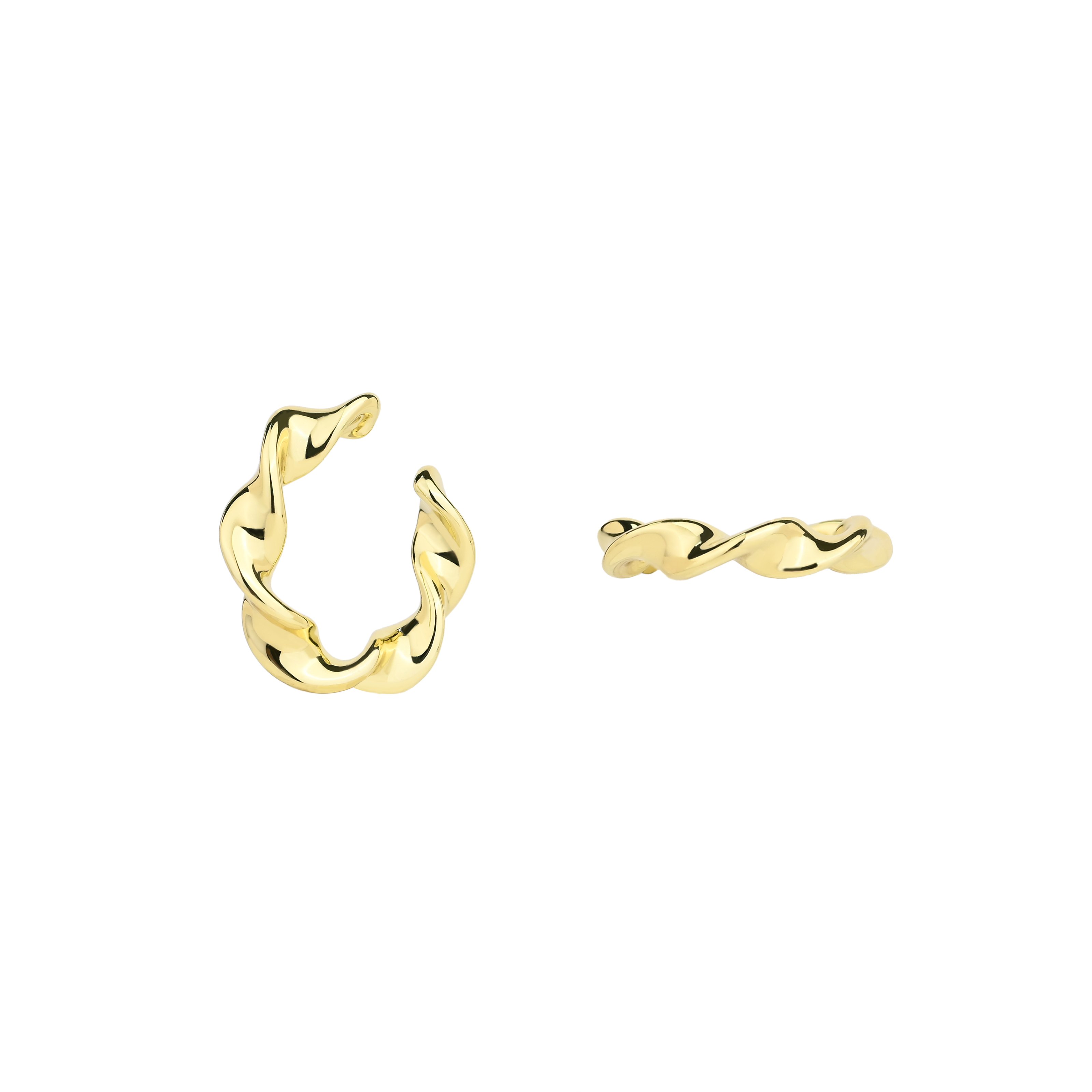 Irregular Rectangles C Shape No Hole Ear Cuff 14K Gold Plated Fashion Non-Piercing Zircon Clip-On Waterproof Earring