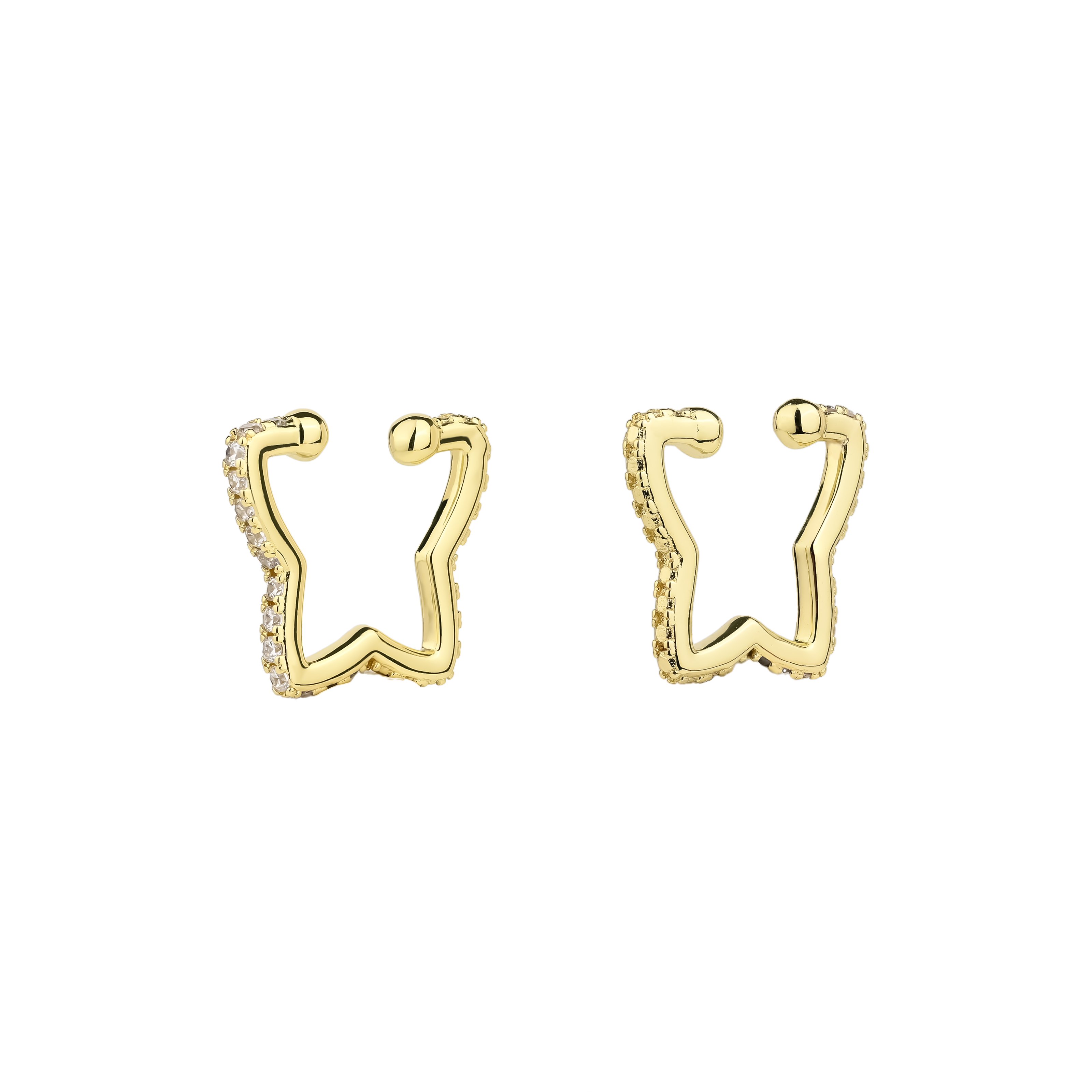 Irregular Rectangles C Shape No Hole Ear Cuff 14K Gold Plated Fashion Non-Piercing Zircon Clip-On Waterproof Earring