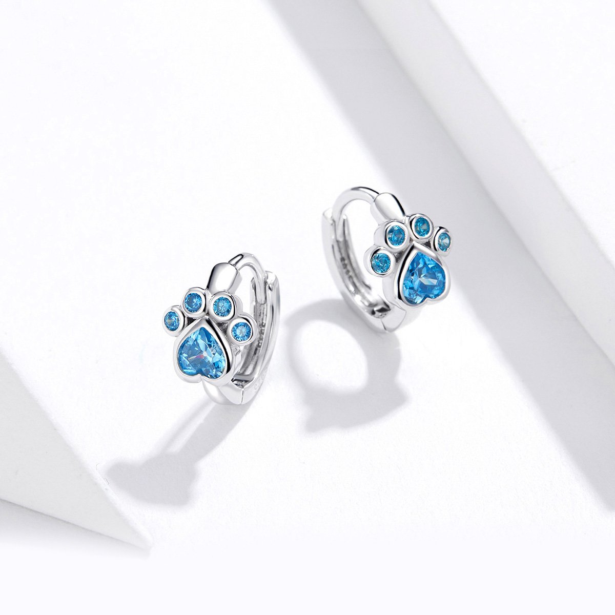 925 Sterling Silver Paw Print Earrings Designer Jewelry Cat's Dog Paw Hoop Earrings for Women