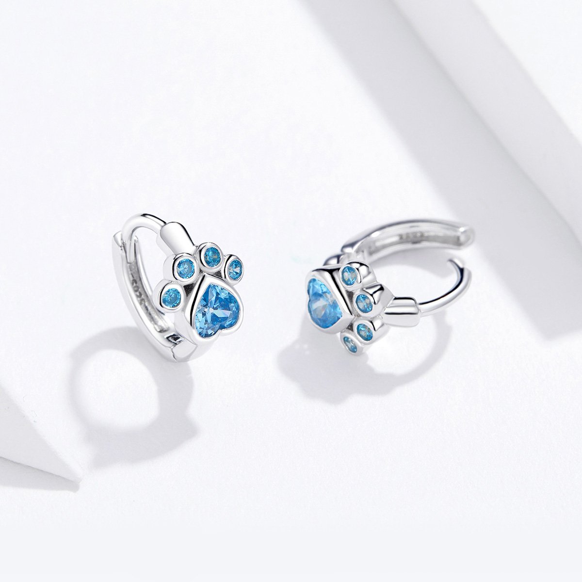 925 Sterling Silver Paw Print Earrings Designer Jewelry Cat's Dog Paw Hoop Earrings for Women
