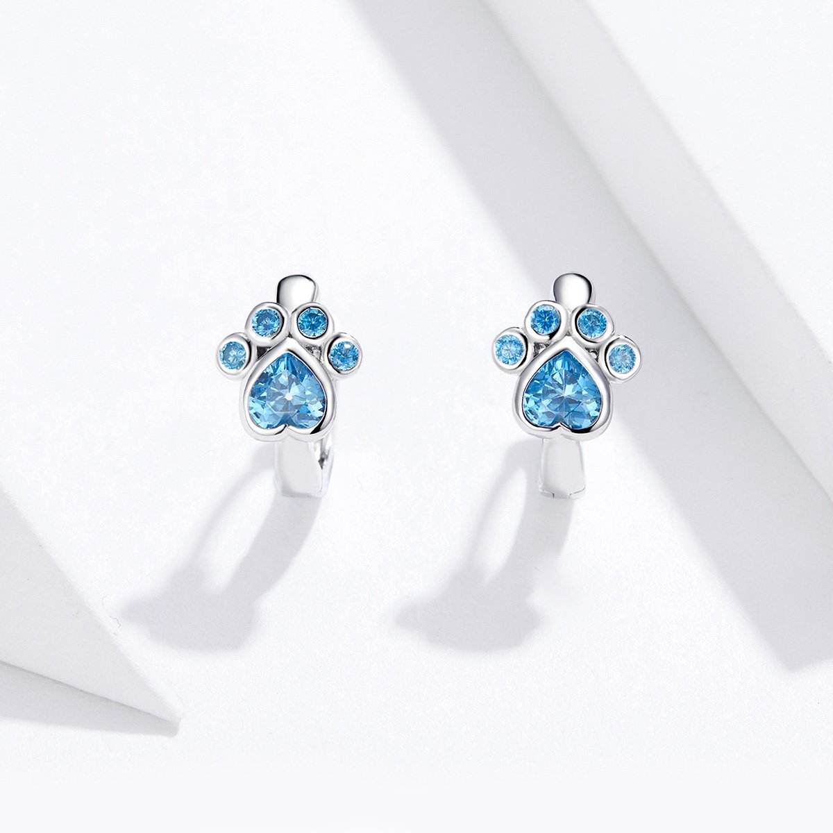925 Sterling Silver Paw Print Earrings Designer Jewelry Cat's Dog Paw Hoop Earrings for Women