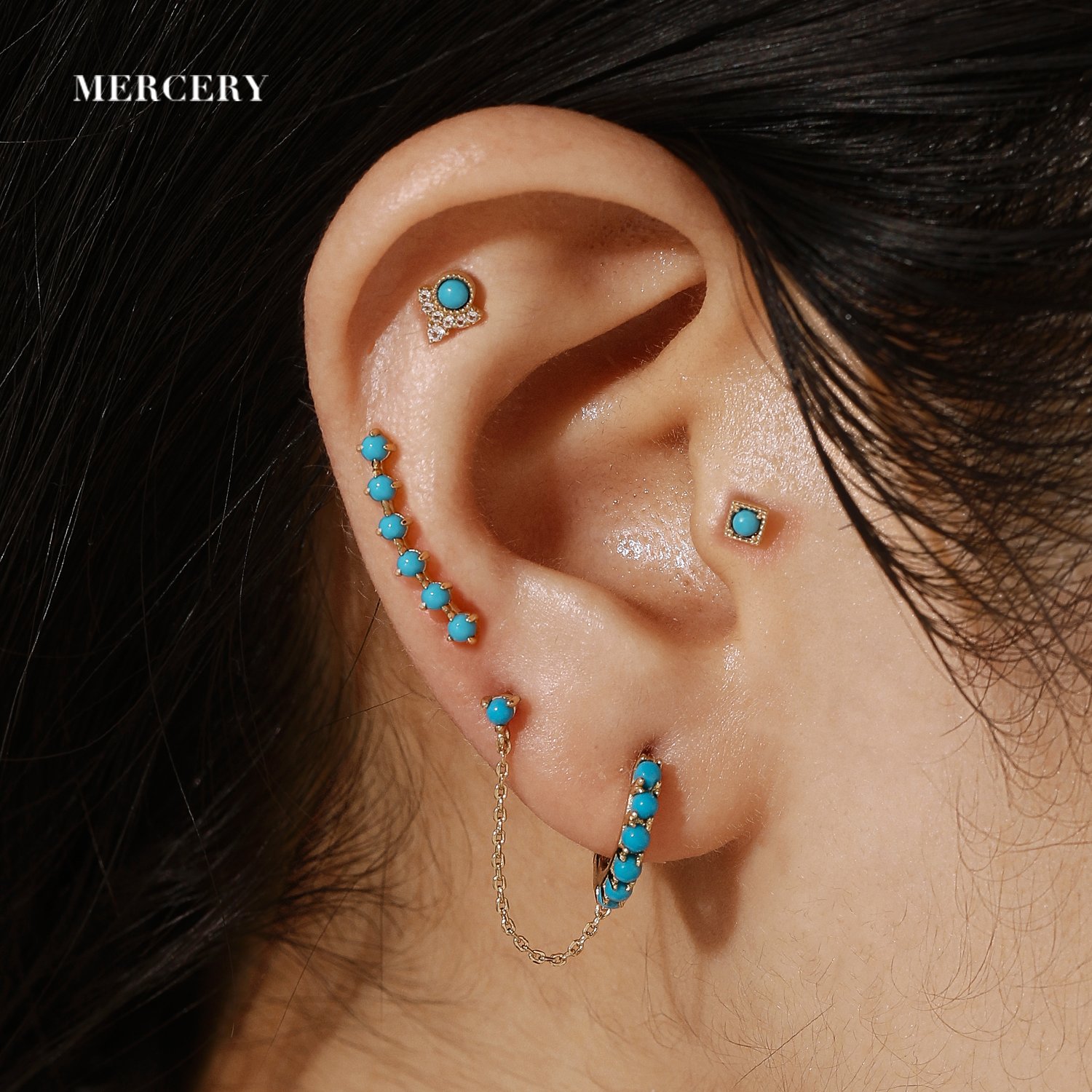 Mercery Fine Jewelry Ear Cuff Earrings 925 Silver 14K Gold Plated Stud Earring Custom Fashion Jewelry Cuff Earrings Women