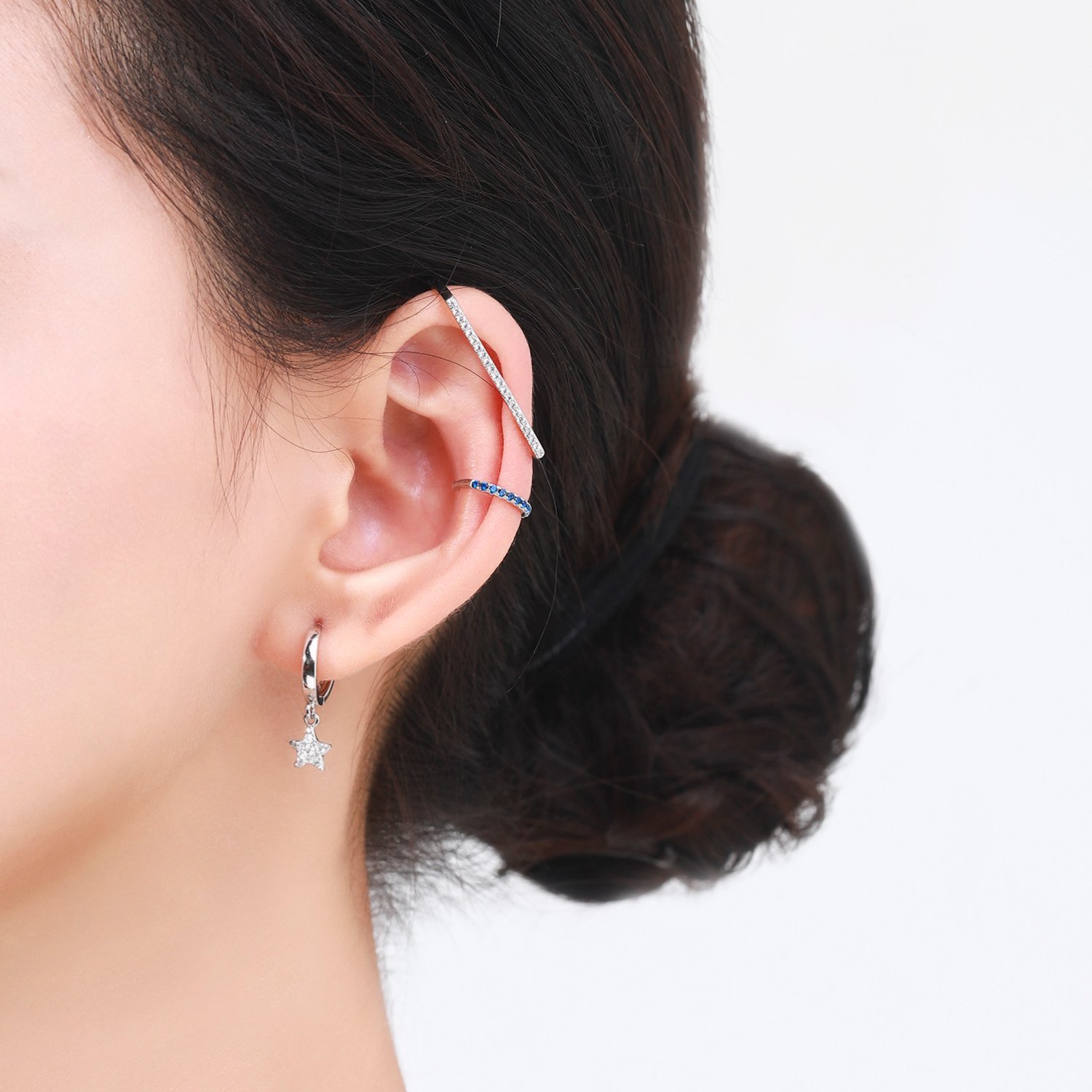 1Piece Rainbow Ear Cuff 925 Sterling Silver Fashion Unique Circle Tiny Clip Earrings For Women Girl Fine Jewelry Accessories