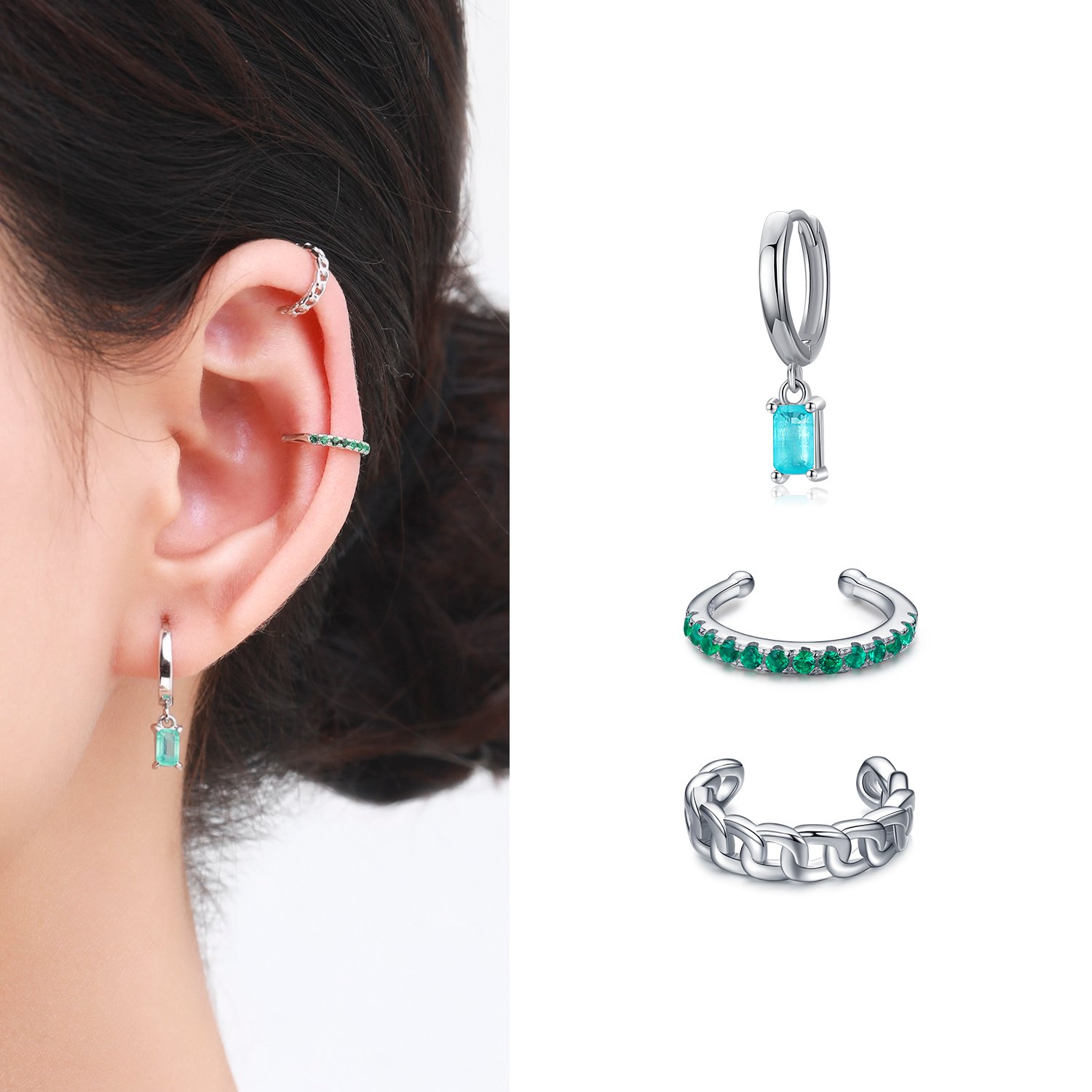 1Piece Rainbow Ear Cuff 925 Sterling Silver Fashion Unique Circle Tiny Clip Earrings For Women Girl Fine Jewelry Accessories