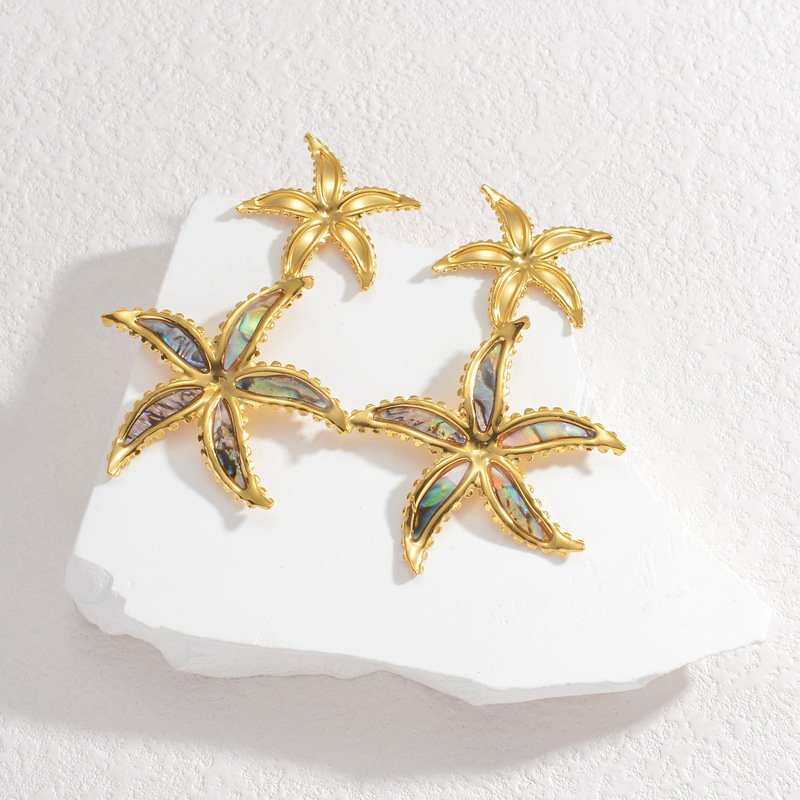 Gothic Jewelry Golden Shell Leaf big Drop Charm Stainless Steel Fine Cuff Statement Other Fashion Earrings for Women