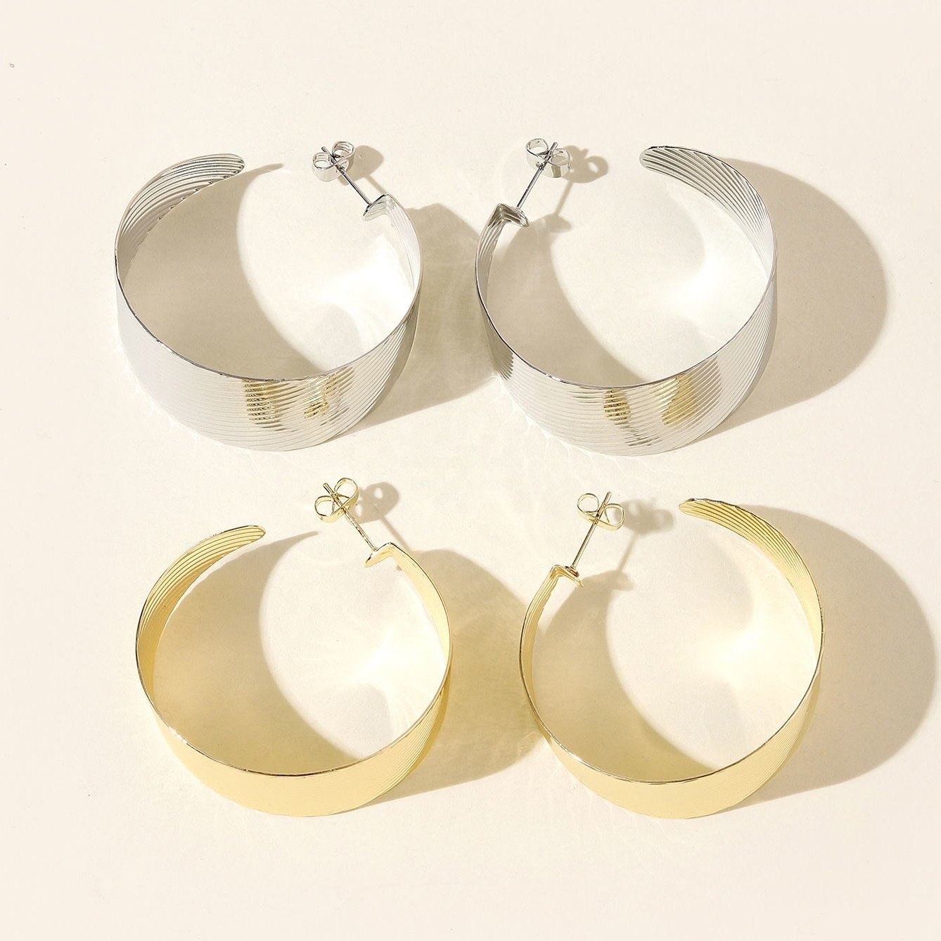 European and American retro British trend earrings Natural twill exaggerated C-shaped earrings Art retro earrings Women