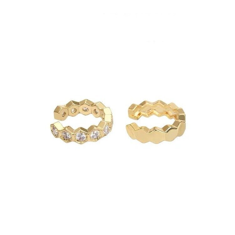 Asymmetry design S925 sterling silver ear cuff no piercing high-quality zircon cuff earrings for women