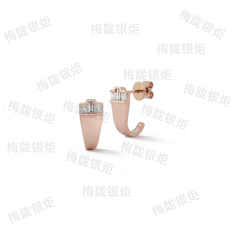 LOZRUNVE New Collection Jewelry Findings Silver 925 Baguette Princess Cut Square Crystal Wide Hook Hoop Earring
