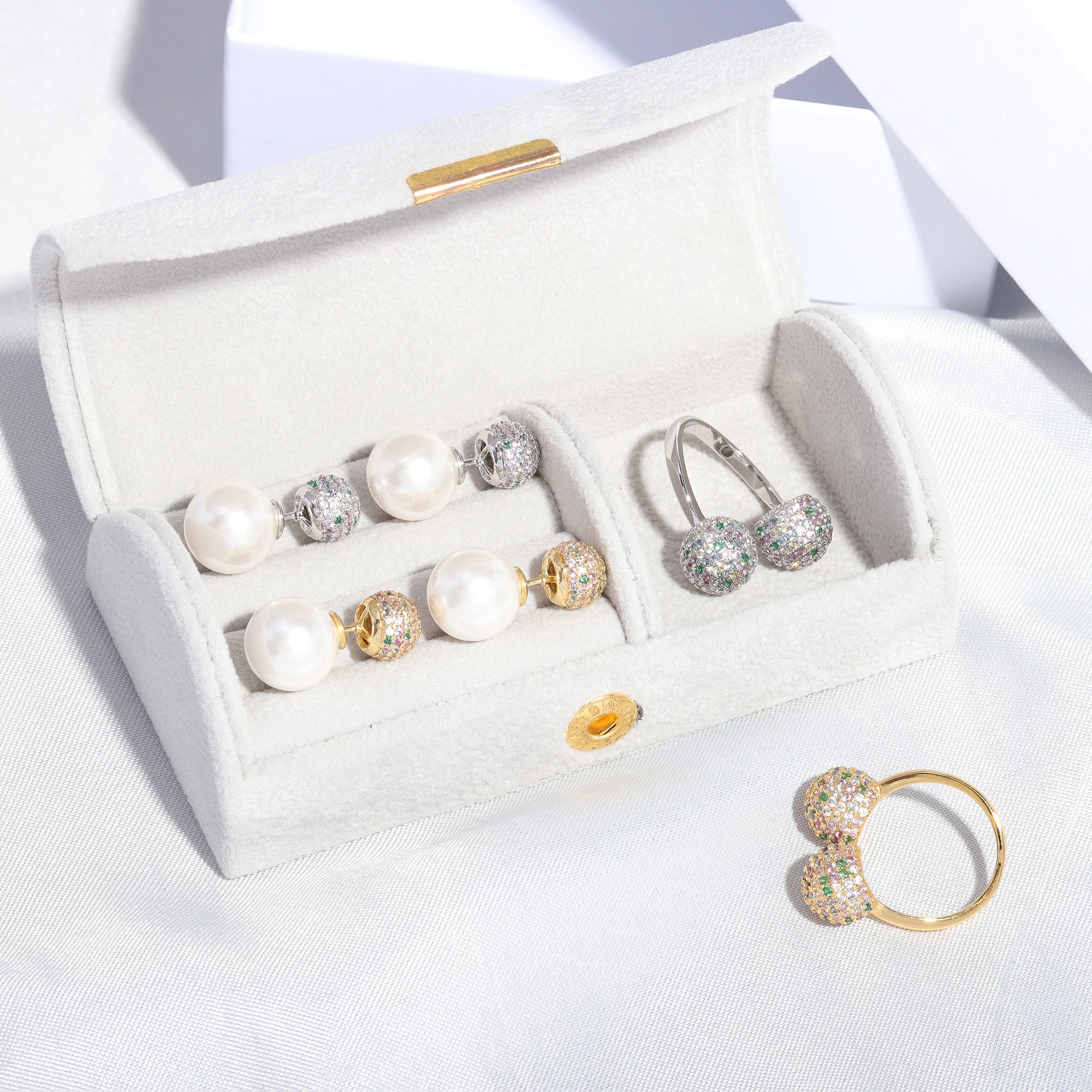 Jewelry Wholesale pearl earrings for women colorful zircon ball stud earrings