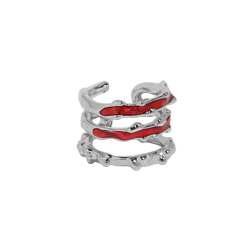Fine Jewelry Minimalist Triple Band Ear Cuff Earrings Color Enamel Glaze In S925 Sterling Silver Cuff Earring