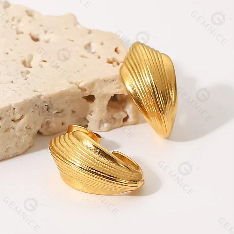 Gemnel hot selling wholesale designer high quality custom stainless steel texture chunky earrings