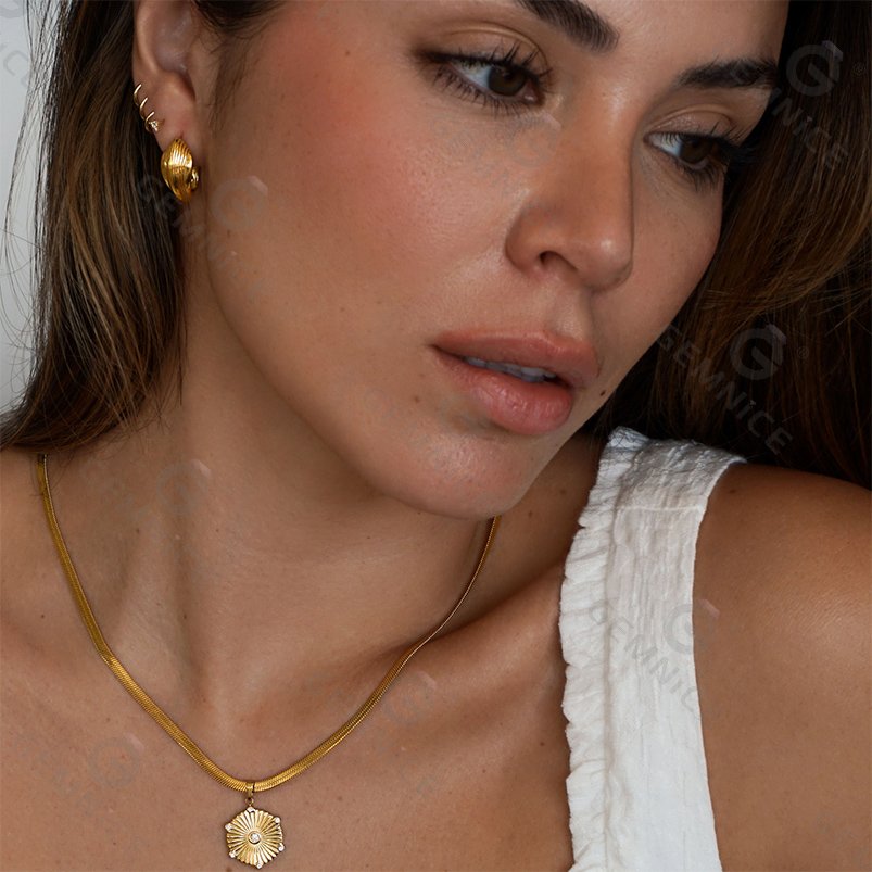 Gemnel hot selling wholesale designer high quality custom stainless steel texture chunky earrings