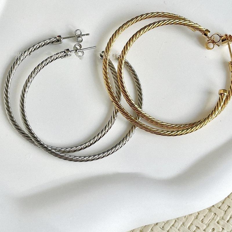 High Quality designer brand Hoop Earrings Fine Jewelry stainless steel gold plated david circle round earring For Women