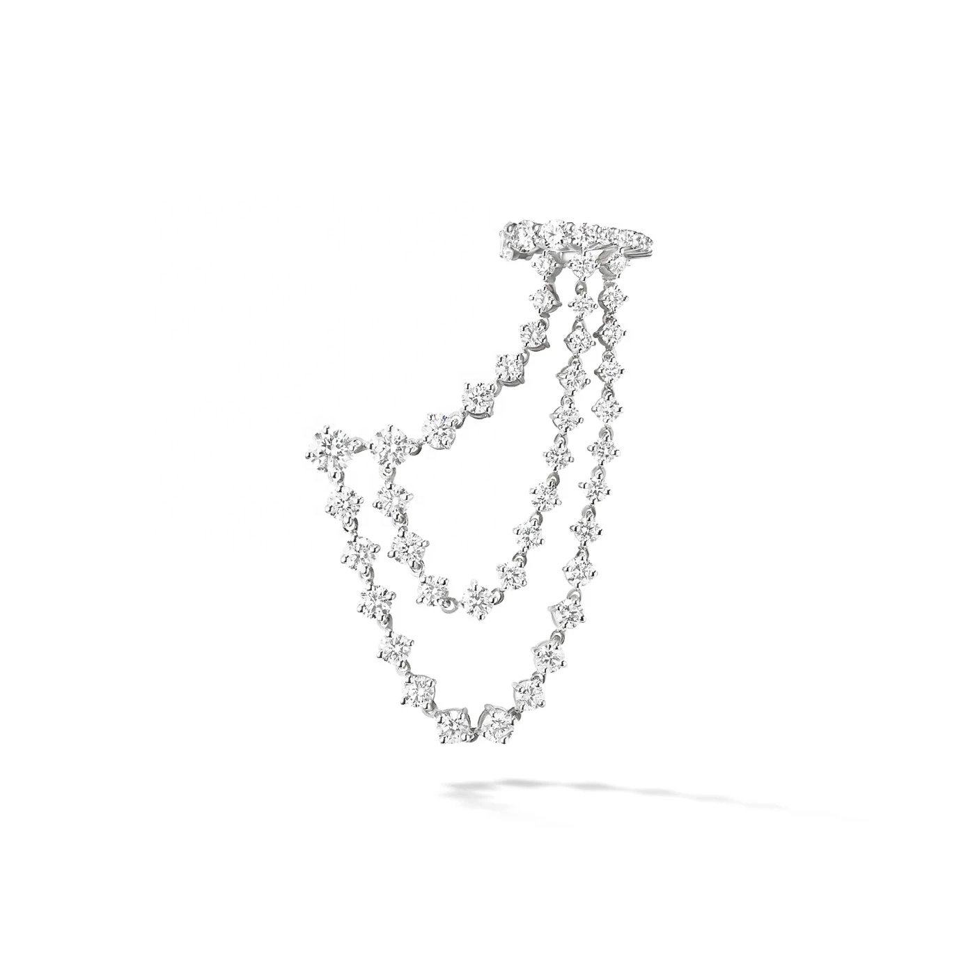 LOZRUNVE 925 Sterling Silver Trendy Luxury Tennis Chain Ear Cuff Earring Gold Plated for Party Cocktail