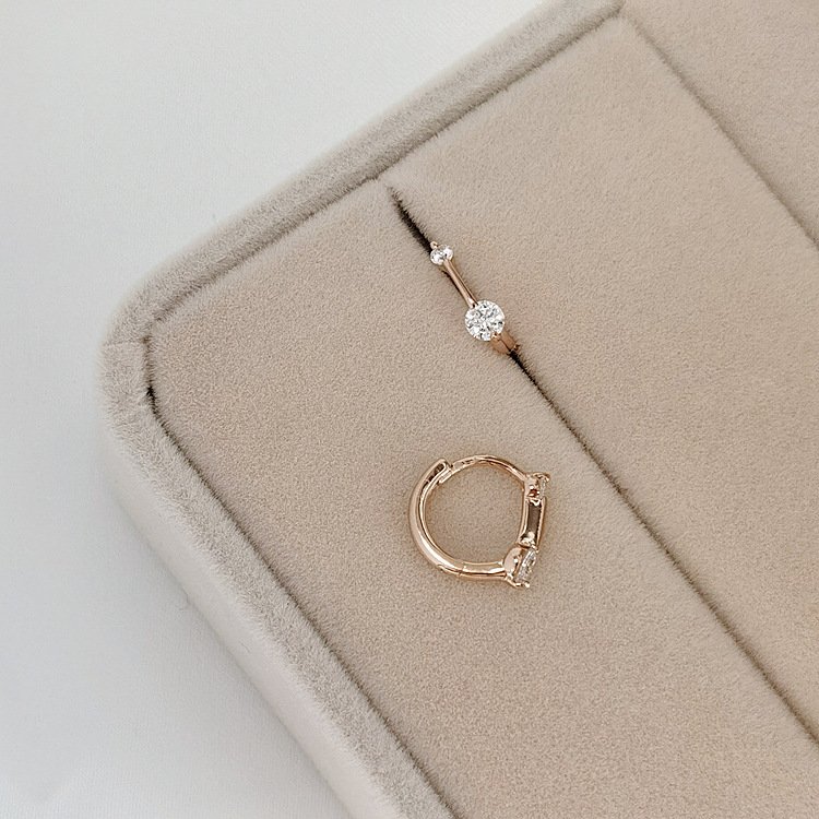 Fine jewelry earrings gold plated 925 sterling silver with diamond CZ dainty hoop cuff earrings for women girls