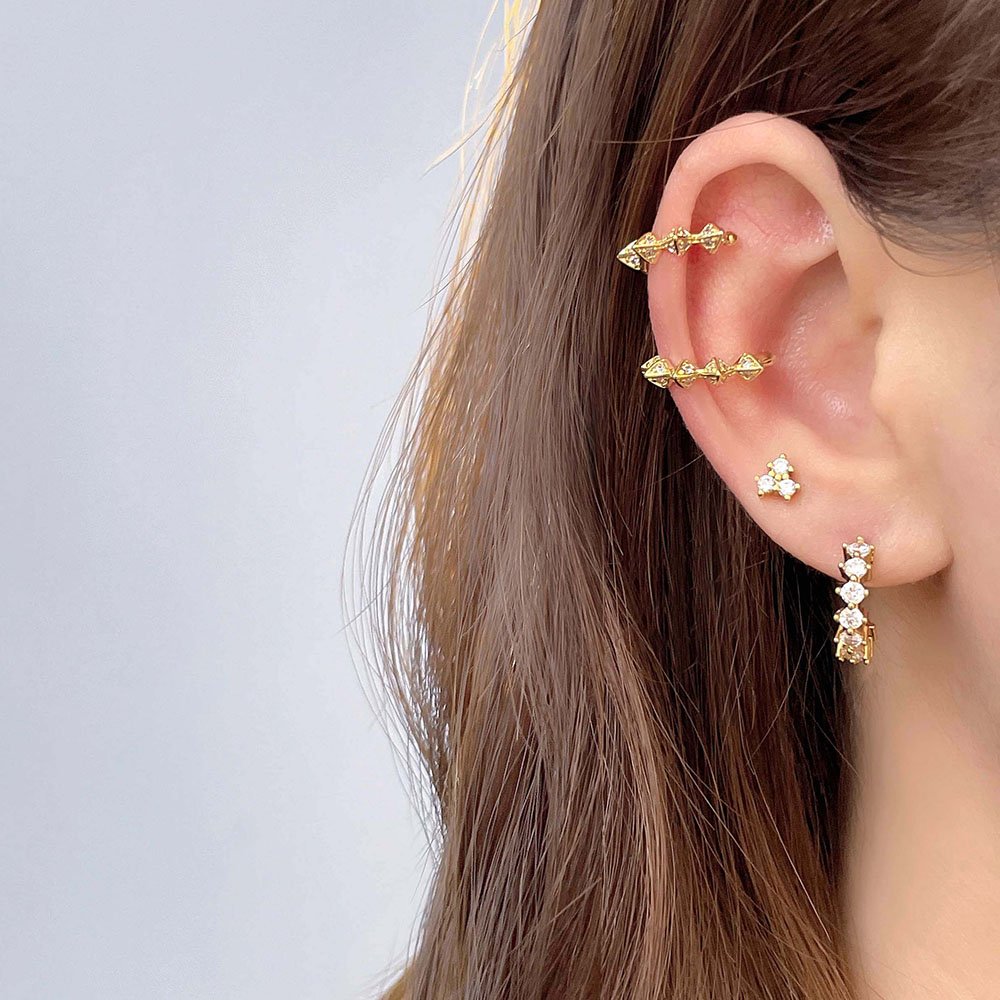 Ear cuff earrings fancy style cubic zirconia non piercing earrings women