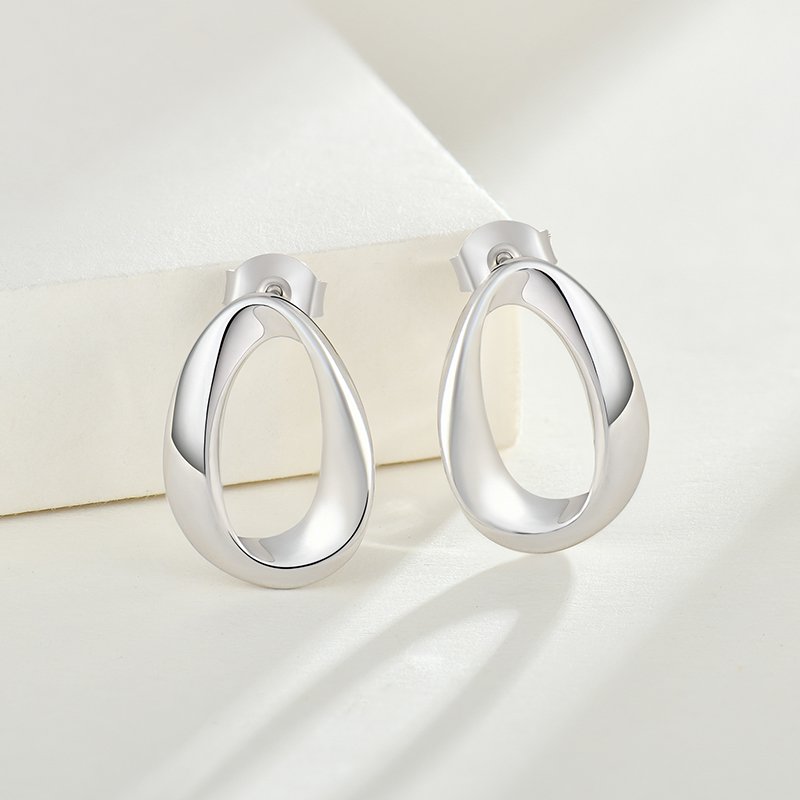 925 Sterling Silver Simple Slicing Glossy Personality earrings earring Stud Without Stone Light Luxury Girl