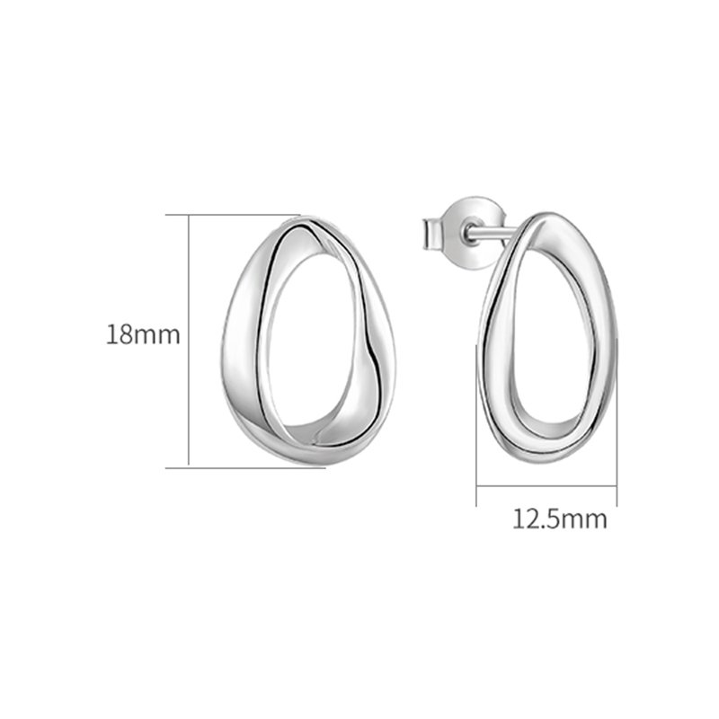 925 Sterling Silver Simple Slicing Glossy Personality earrings earring Stud Without Stone Light Luxury Girl