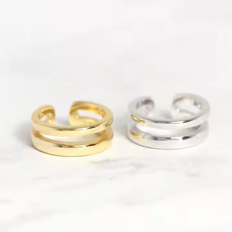 925 Sterling Silver Double-layer Line Ear Cuff Earrings For Women Jewelry