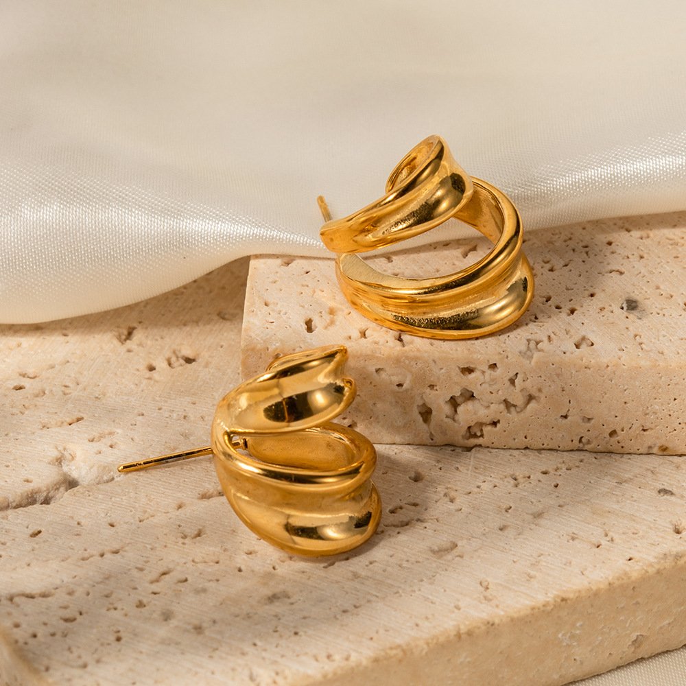 French Minority Personality Affordable Luxury Double-Layer Curly Earrings for Women