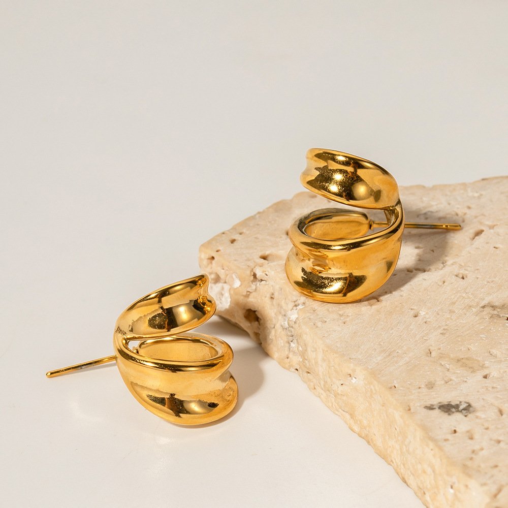 French Minority Personality Affordable Luxury Double-Layer Curly Earrings for Women