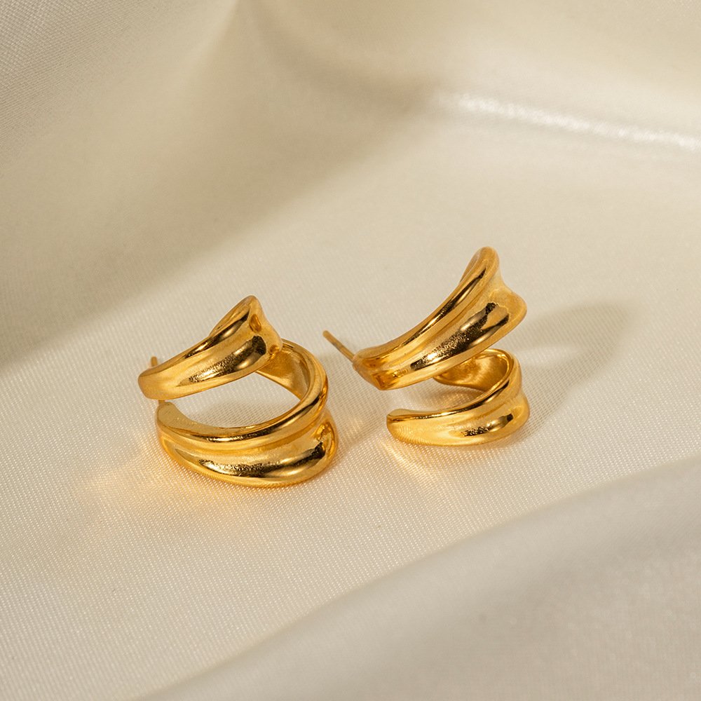 French Minority Personality Affordable Luxury Double-Layer Curly Earrings for Women