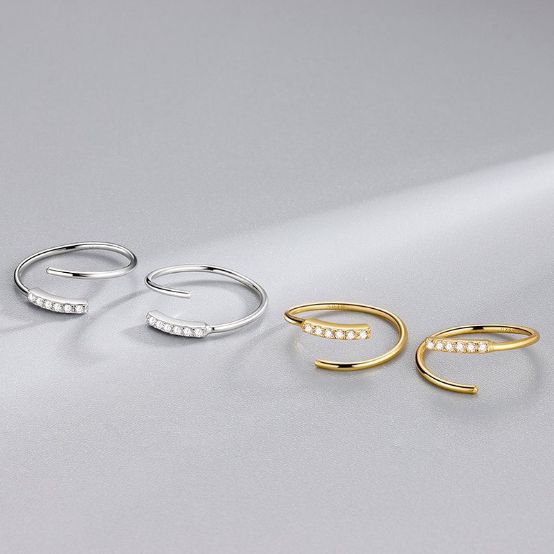 Simple 925 Sterling Silver Tiny Double Layer Cz Minimalist Vintage Fashion Fine Jewelry Gold Plated Cuff Clip Earrings Women