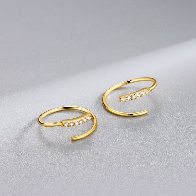 Simple 925 Sterling Silver Tiny Double Layer Cz Minimalist Vintage Fashion Fine Jewelry Gold Plated Cuff Clip Earrings Women